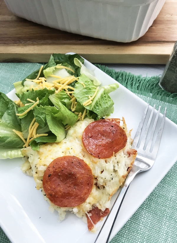 Keto Pizza Casserole - BEST Keto Pizza Recipe - Low Carb pepperoni crustless pizza idea